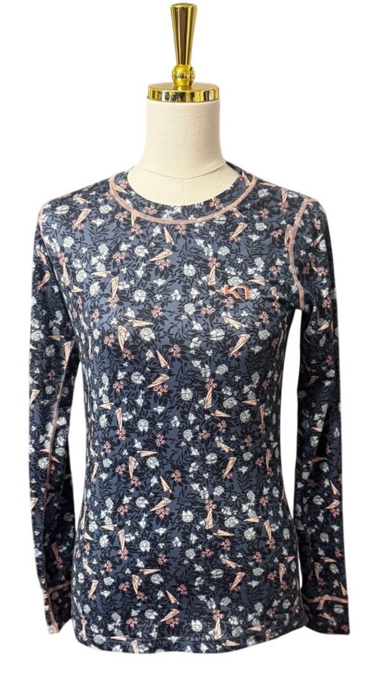 Kari Traa Long Sleeve Performance Base Layer Top Floral Bird Print Size Small